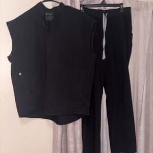 Figs Black Women's Track Pants and Vest Set